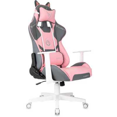 игровое кресло Бюрократ KNIGHT CATZY серый, розовый