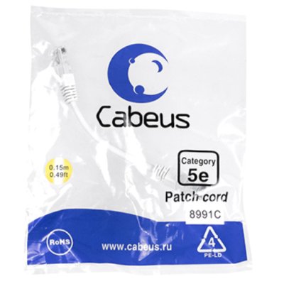 патч-корд Cabeus PC-UTP-RJ45-Cat.5e-0.15m-WH-LSZH Белый