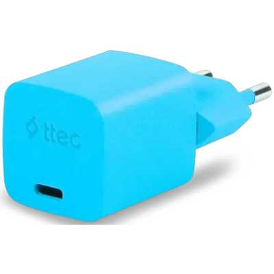 сетевое зарядное устройство TTEC SmartCharger Pro GAN 20W Neon Blue 2SCG20LNM